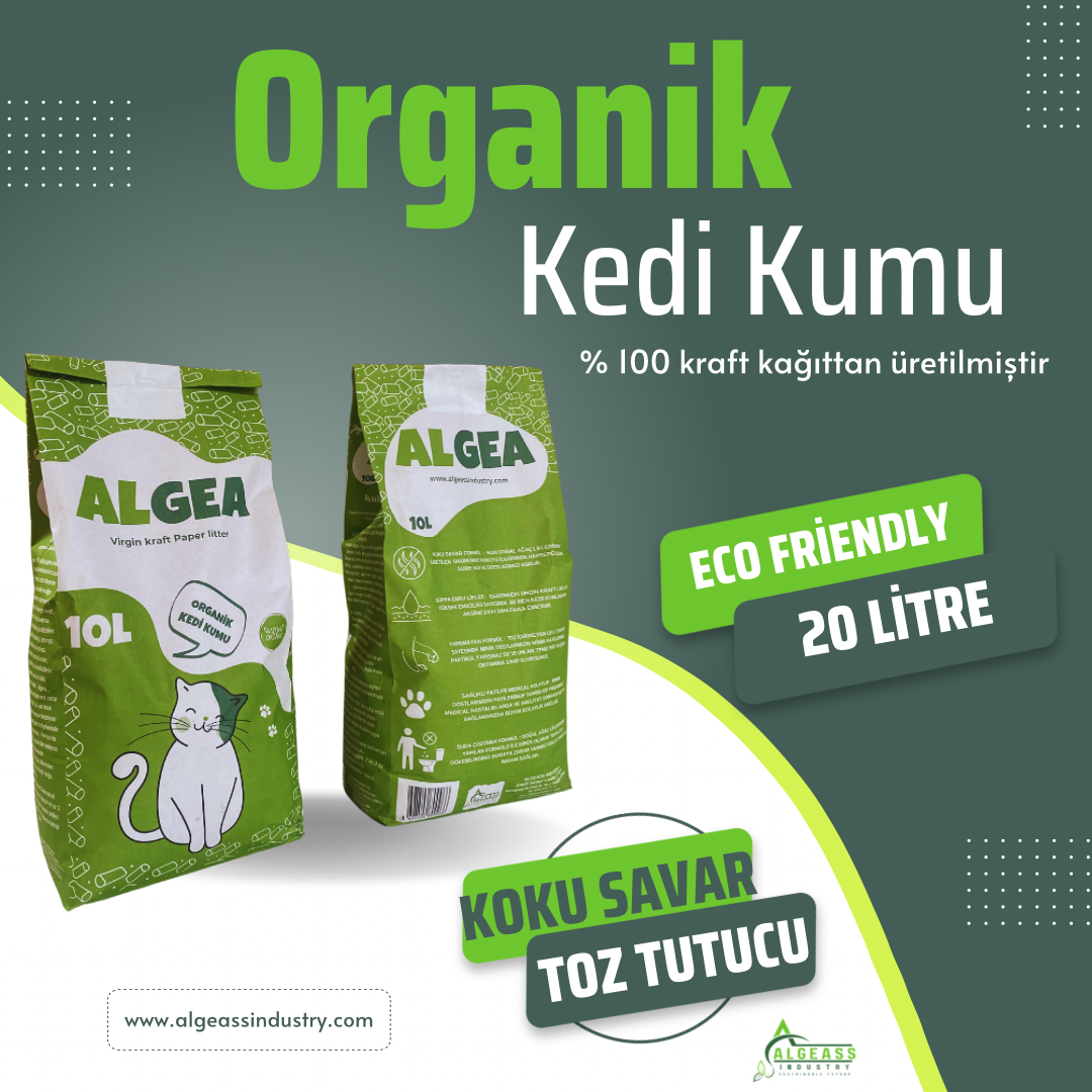 Organik Algea Virgin Kraft Paper Kedi Kumu Beyaz  20 Litre